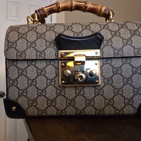 Rare GG Supreme Monogram Trunk Purse w/Bamboo Handle - Picture 5 of 8